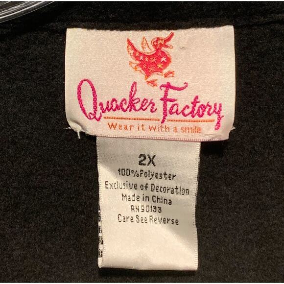 QUACKER FACTORY Size 2X Black Velvet Rhinestone Studded Jacket Full Zip Front - Picture 2 of 6